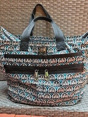 Brighton Large Designer Moroccan Pattern Super Tote Black, White and Blue  Tote